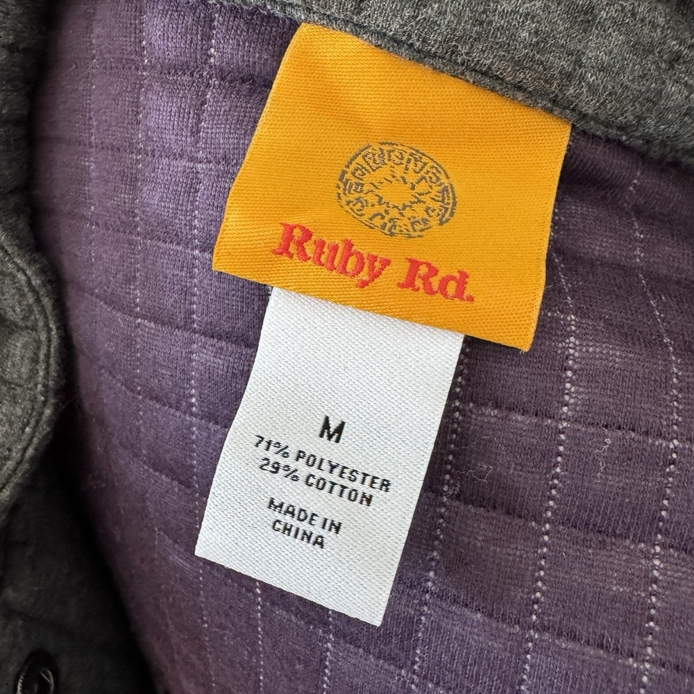 Ruby Rd Womens Gray Quilted Snap Front Vest Mock Neck Pockets Size Medium - Picture 5 of 7
